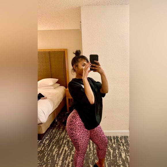 Vintage Pink Cheetah Print Wide Leg High Waist Pants - Picture 7 of 9